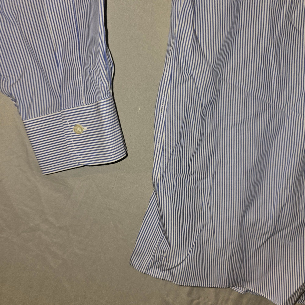 Brooks Brothers Dress Shirt 18-36 Mens Blue Striped Slim Fit Non-Iron Cotton - Picture 4 of 10